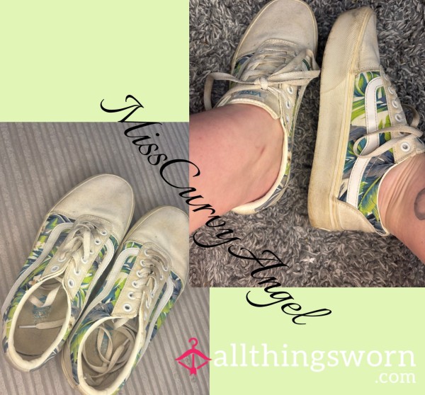 Blue/green And White Dirty/old VANS Trainers Size 6.5 (postage Included)