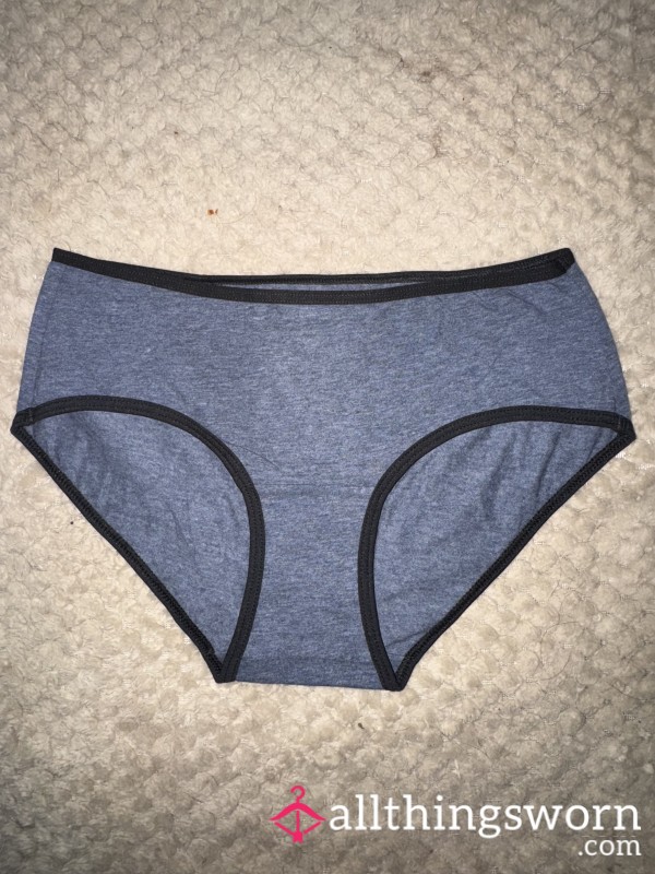 Blueish Grey Cotton Full-back Panties