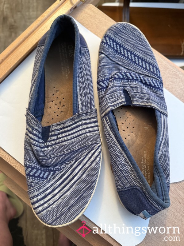 Blue&White Sz10 Toms W/ US Shipping