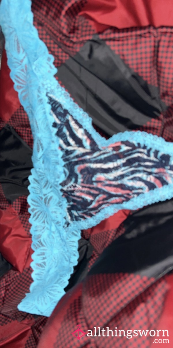 Blue/Zebra Print Thong