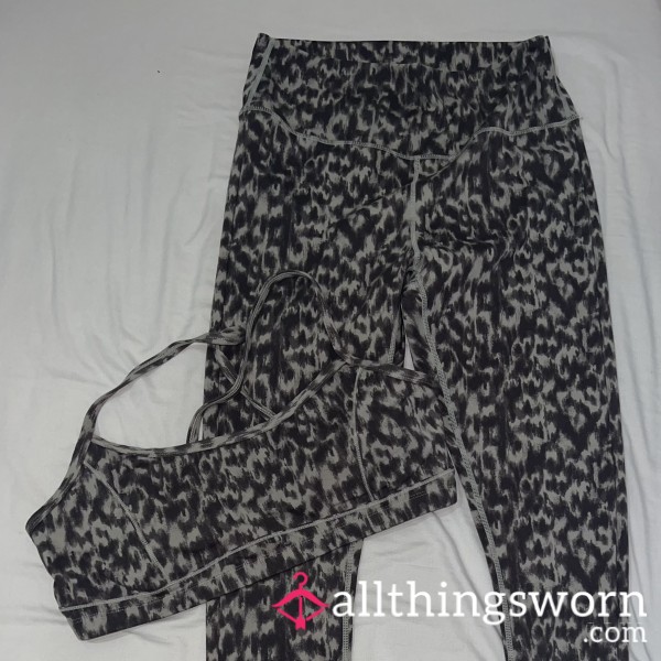Blurred Leopard Print Gym Set
