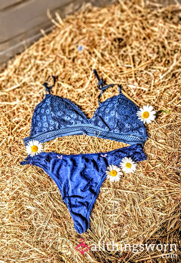 Blush & Lace Set — Bra And Thong, Worn Together.