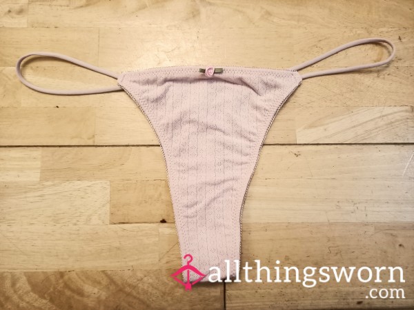 Blush Pink Thong With Flor*l Detail