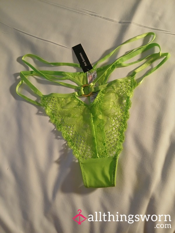 BNWT, Ann Summers Neon Green Thong. 1 Day Wear, Inserted And Masturbation