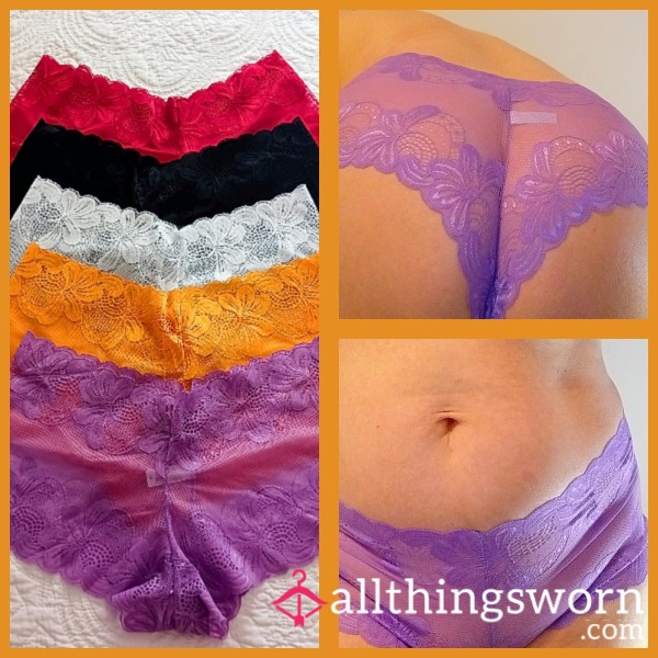 Bold Bright Flor*l Lace Cheeky Hipster Boy Shorts