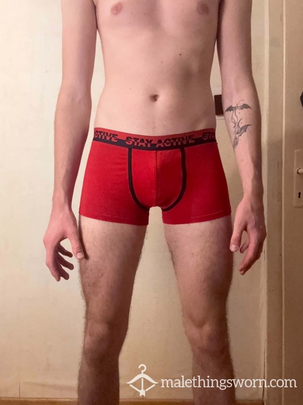 🩲 Bold Red "Stay Active" Boxer Briefs – Snug, Sporty & Loaded With Musk 🔥
