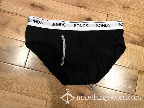 Bonds Australia Black Guyfront Briefs With Keyhole Fly (M) Ready To Be Customised For You!