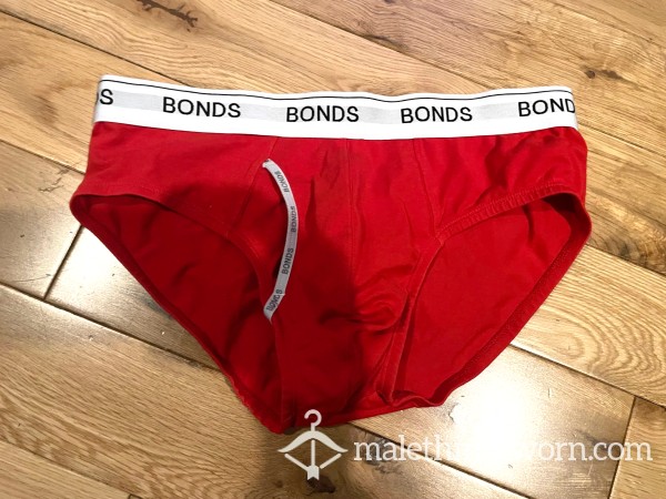 Bonds Australia Red Guyfront Briefs With Keyhole Fly (M) Ready To Be Customised For You!