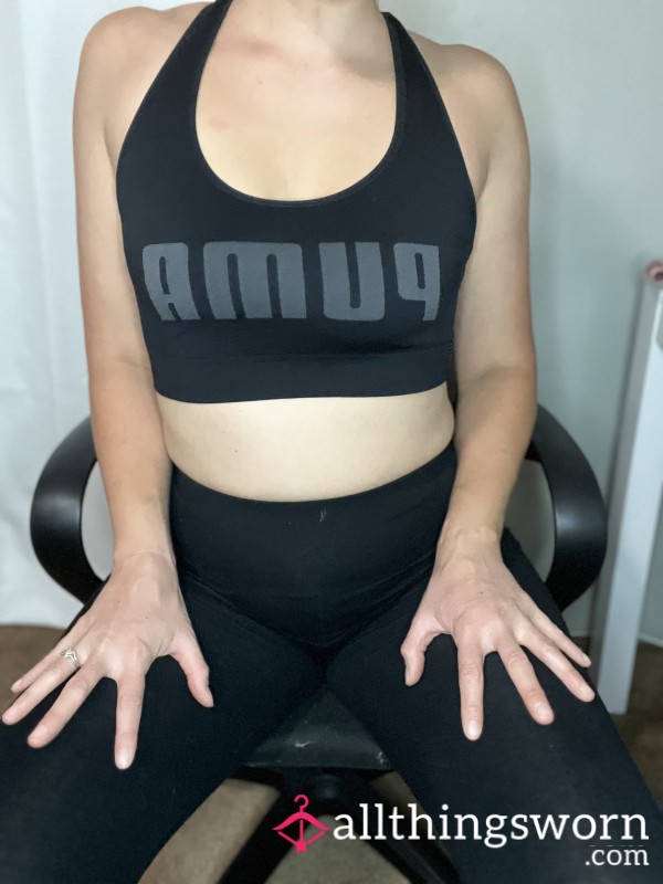 Boob Sweat Soaked Black Sports Bras 💦