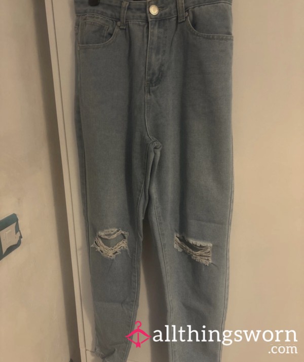 Boohoo Blue Ripped Jeans