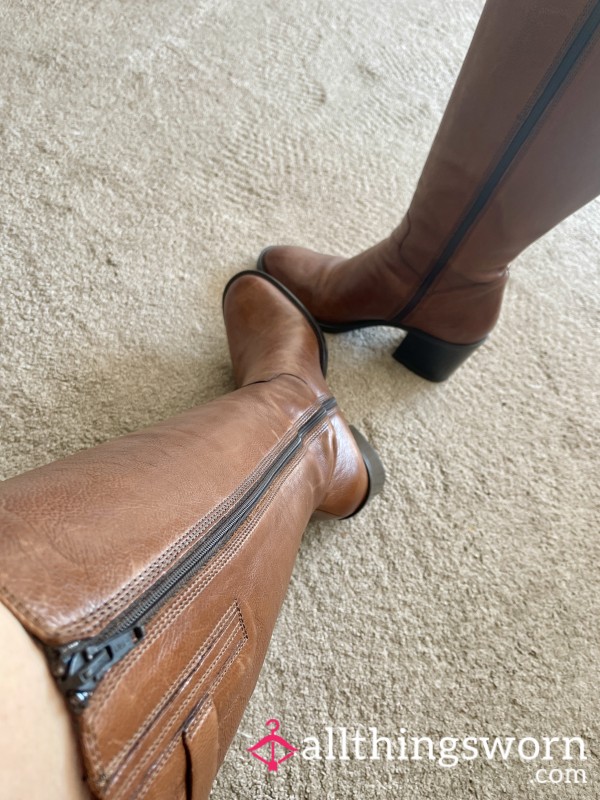 Boots, Lovely Leather, Calf Length, Chunky Heel.