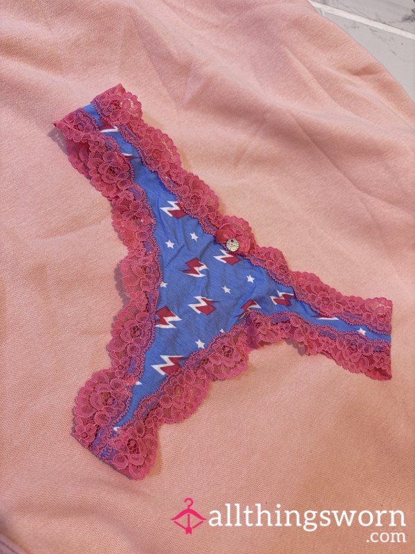 Boux Avenue Blue And Pink Lightening Design Thong