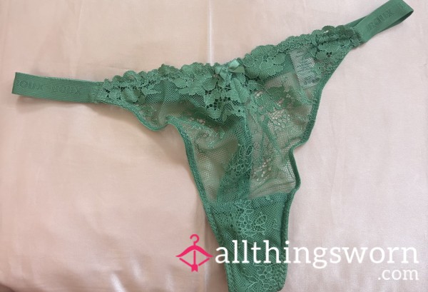 💚 Boux Avenue Green Lace Band Thong Panties Knickers Used Well Worn Size 14 Uk Women’s Lingerie