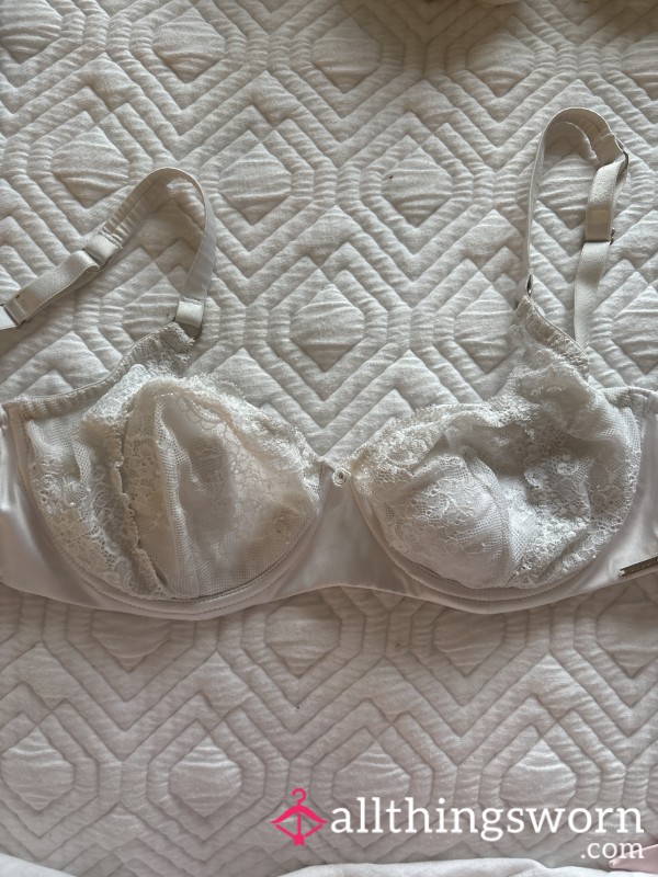 34DD Boux Avenue White Satin Bra