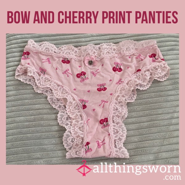 Bow And Cherry Print Panties🍒