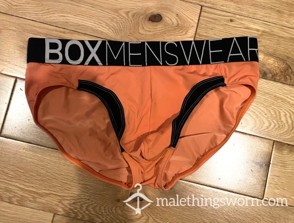 SOLD - Box Menswear Microfiber Orange Hip Briefs (M) Ready To Be Customised For You!