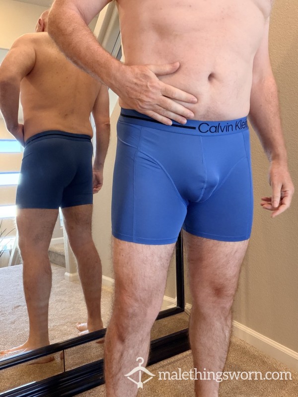 XL Boxer Briefs - Blue, Polyester/Spandex Blend, Well-worn