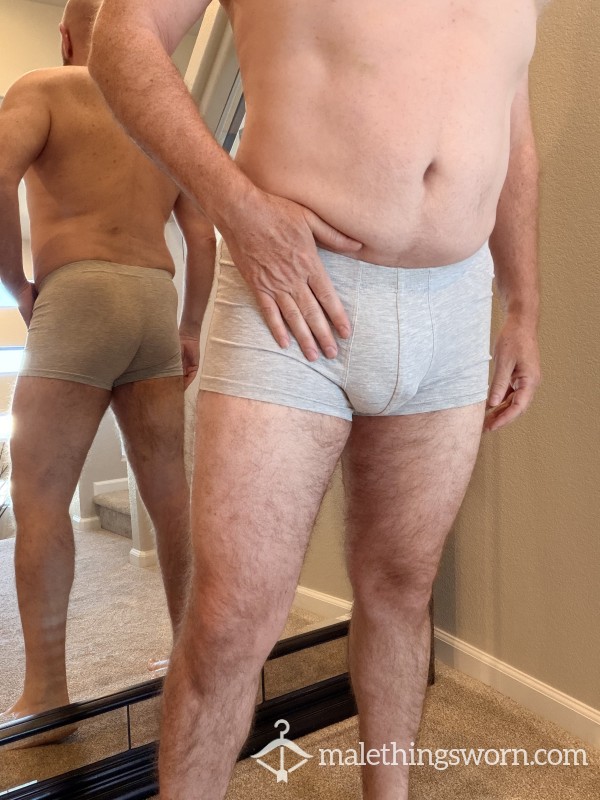 XL Trunks - Gray, Cotton/spandex Blend, Well-worn