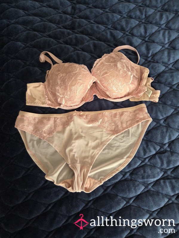 Bra And Panties  Dusky Pink Worn 2 Days
