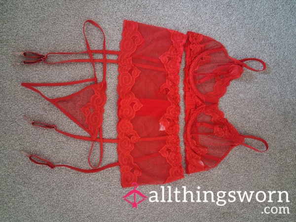 Bra G String And Garter Set