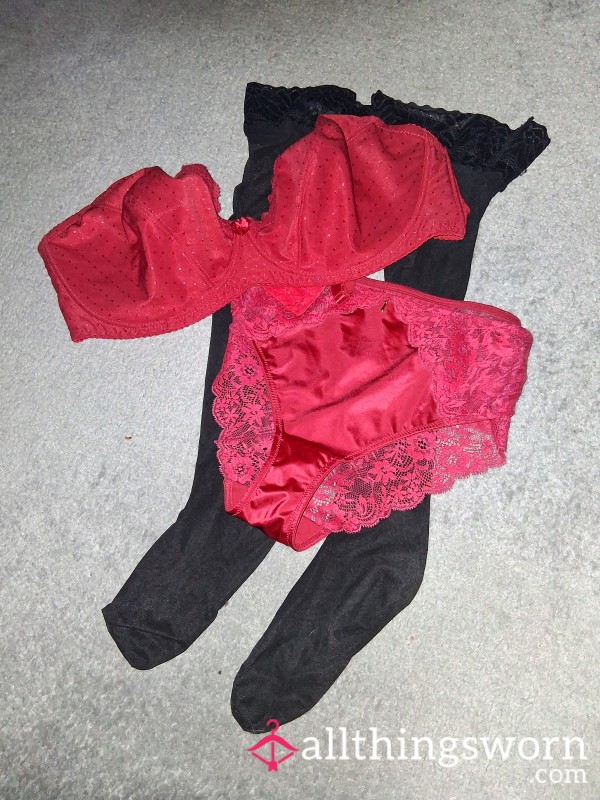 Bra,Hold Ups,Panties,Worn. See Images.