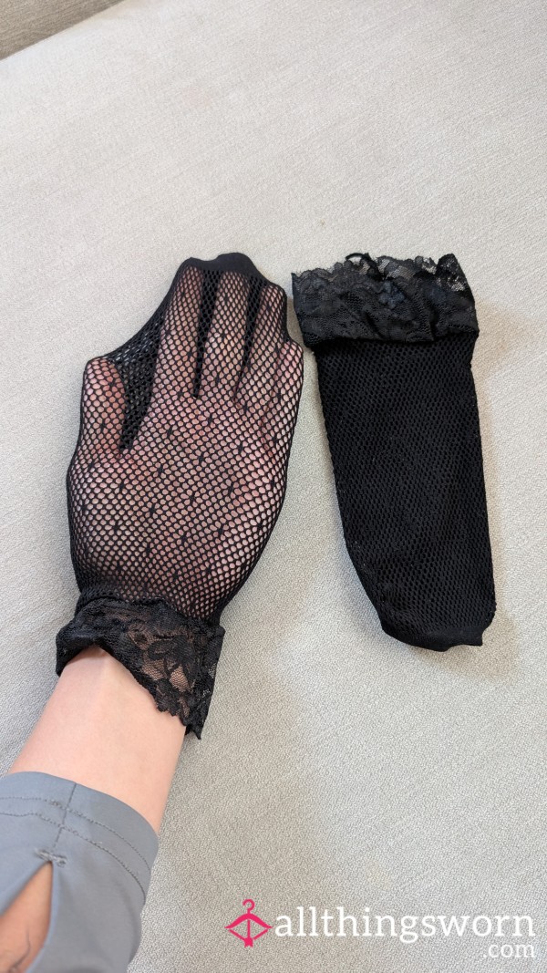 Brand New Black Fishnet Socks – Dots & Lace Ankle Can Be Customized At Request