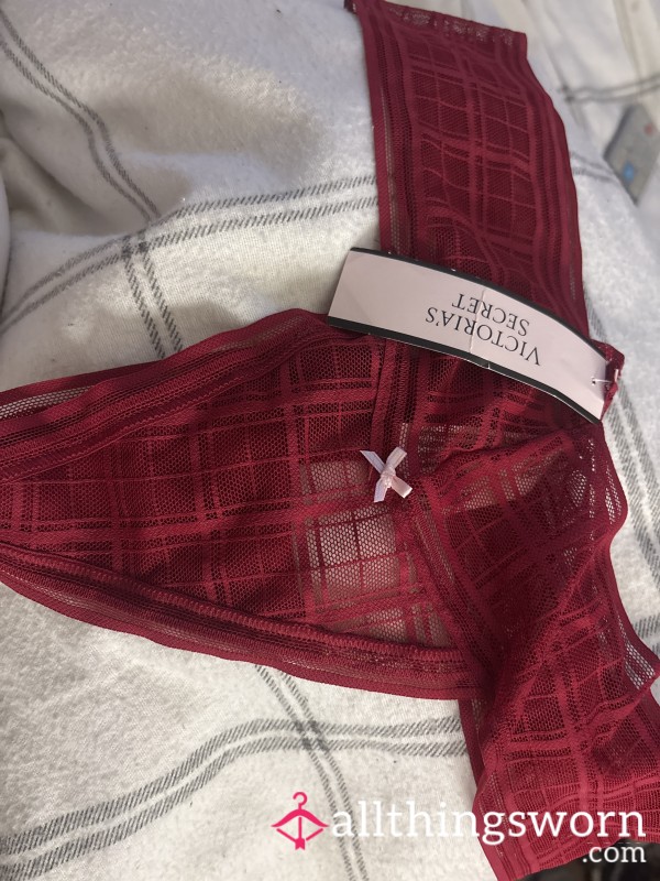 Brand New With Tags - Red Victoria’s Secret Plaid Mesh Panties 🔥