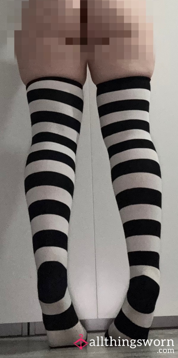 Bratty EGirl Striped Thigh High Socks