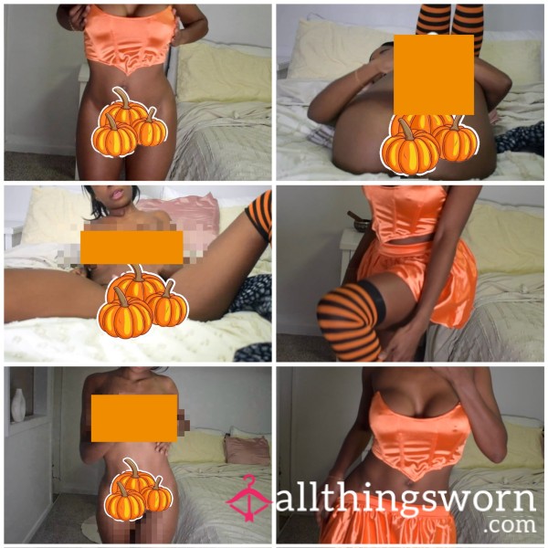 Brave Lil Pumpkin Solo Play With Toy, Tease, C*mming And Modeling Halloween Costume (Full Face)