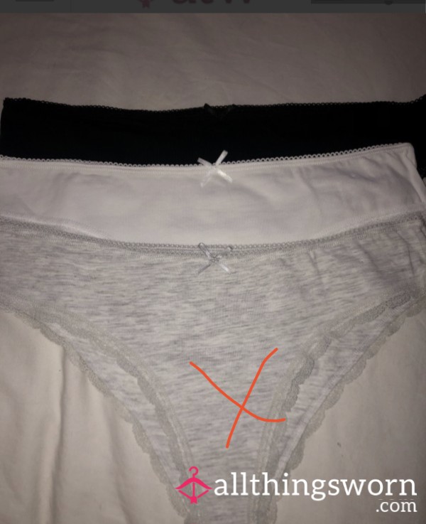 Brazilian Style Panties, All Cotton Cream Catchers || 2 Pairs Left Black Or White