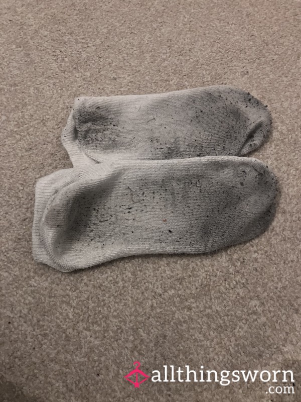 Filthy Breathable Trainer Socks Worn In The Gym Barefoot