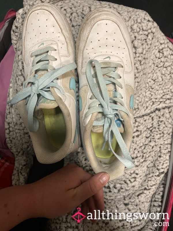 Bright Blue And White Air Force 1s