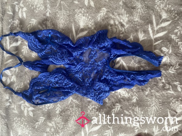 Bright Blue Crotchless Size S Lingerie Bodysuit❤️