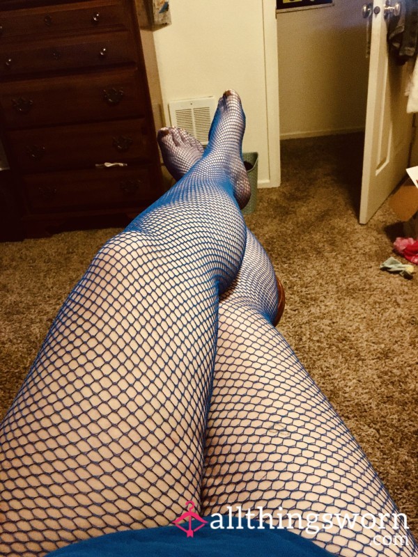 Bright Blue Fishnet Stockings
