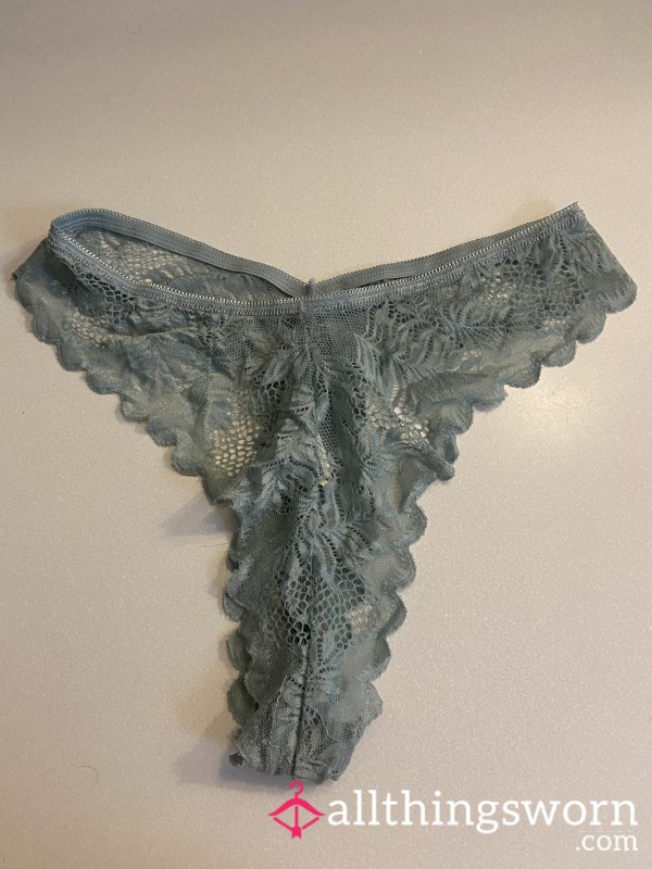 Bright Blue Lace Thong