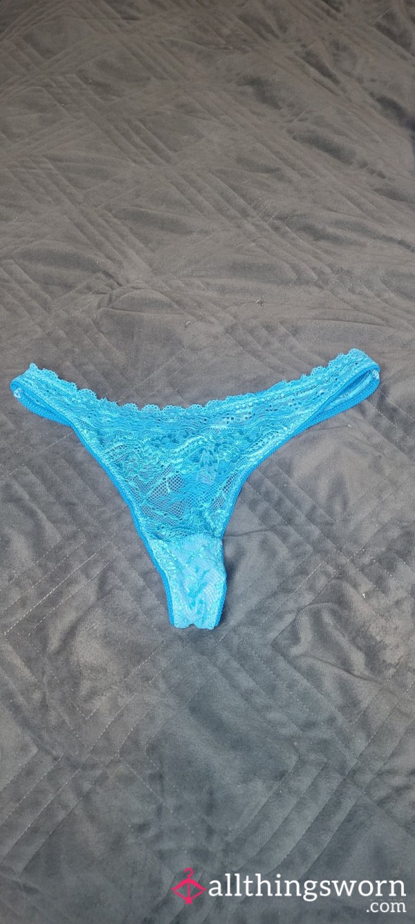 Bright Blue Lace Thong