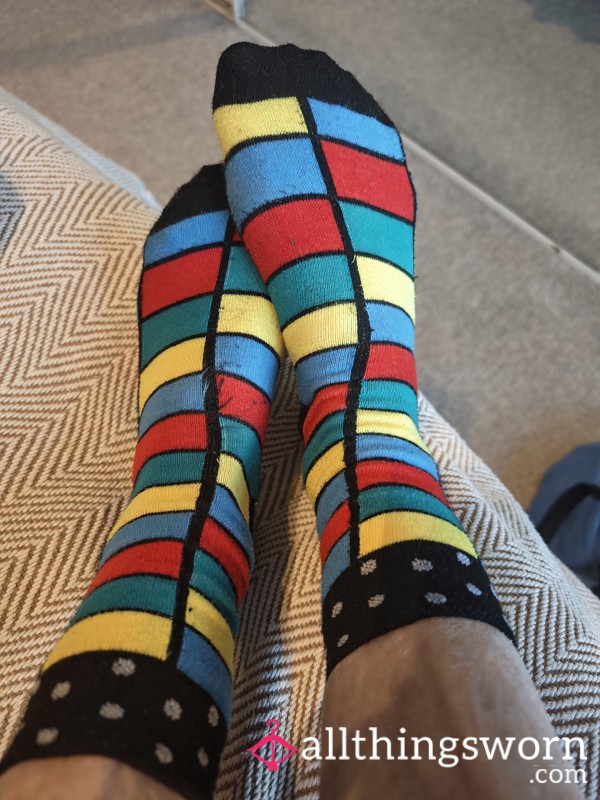 Bright Colourful Socks Worn On Shift