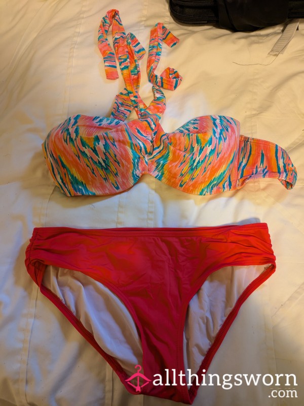 Bright Cor*l Worn Bikini.