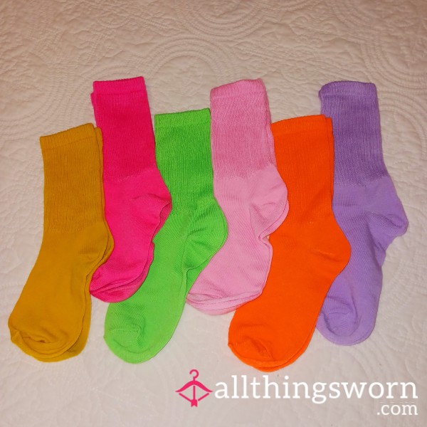 Bright & Flirty Rainbow Pop Cotton Slouch Ankle Socks Includes Daily Photo Set