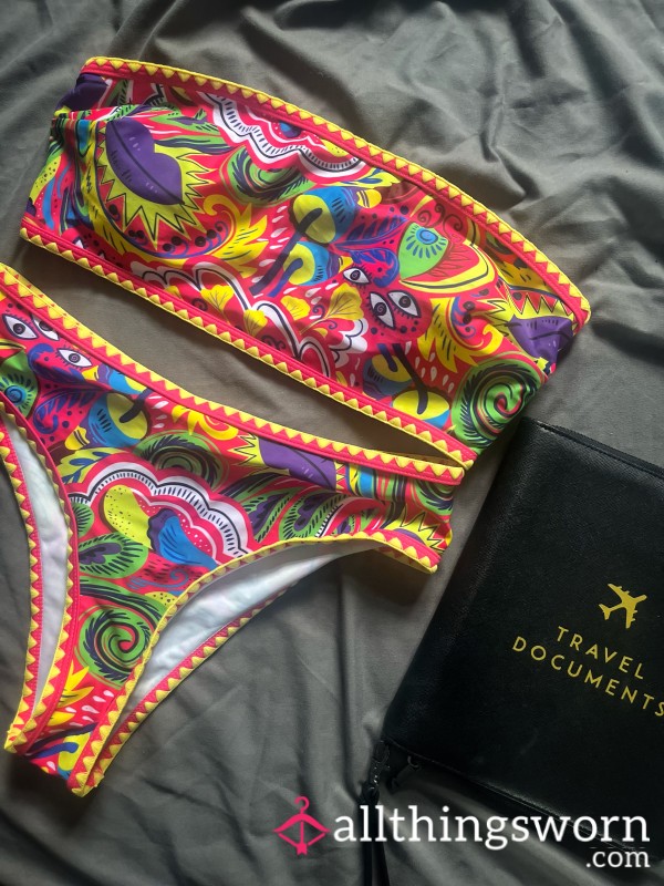 ‼️ CLEARANCE ‼️ Bright Neon Strapless Bikini - Worn