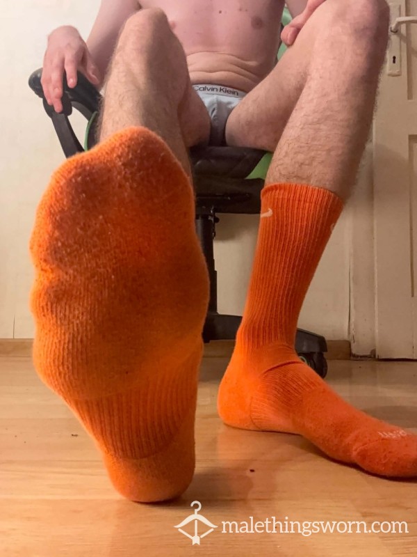 🧦 Bright Orange Nike Crew Socks – Vibrant, Sweaty & Musky 🔥