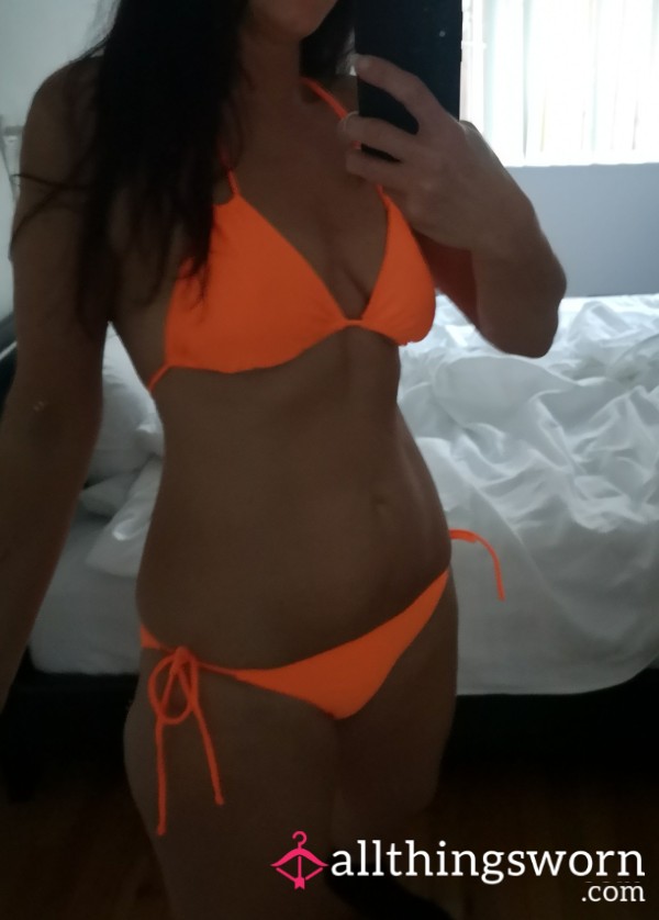 Bright Orange Swimsuit Bikini Set