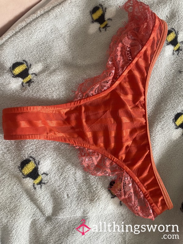 Bright Orange UK M High Leg Thong ❤️