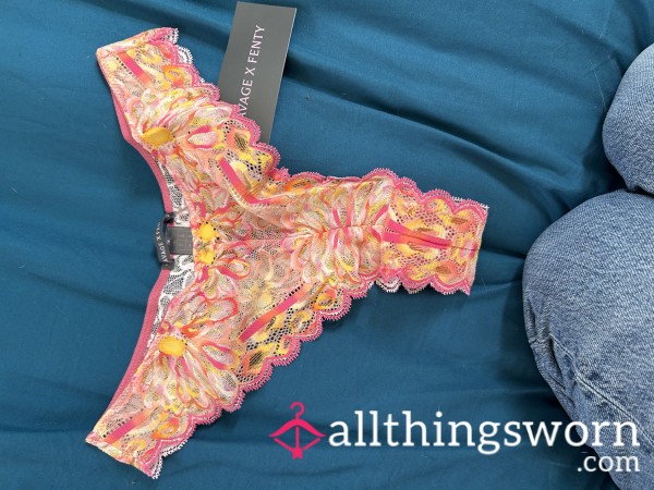 🩷🧡Bright Orange/pink Lace Thong