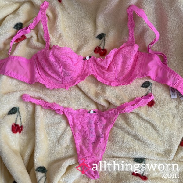 Bright Pink Bra & Thong Set