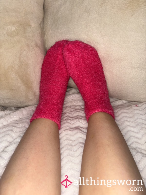 Bright Pink Fluffy Socks