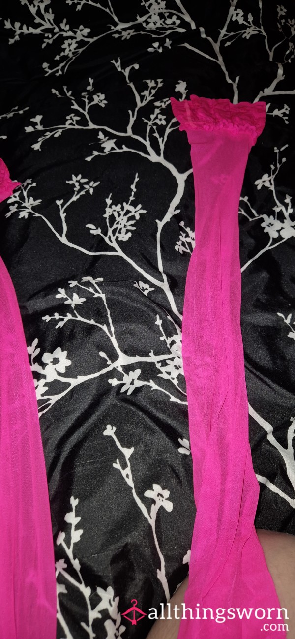Bright Pink Hold Up Stockings