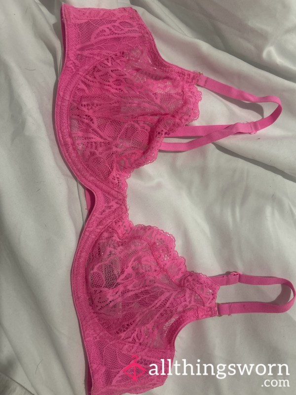 Bright Pink Lace Bra
