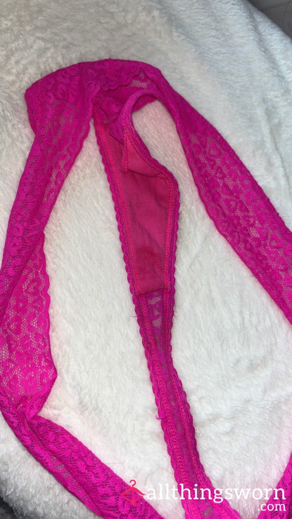 Bright Pink Thongs! Worn For 24 Hours And Though Playtime💦😉 Who’s Gonna Be Lucky And Grab Theses First Then🤭❤️