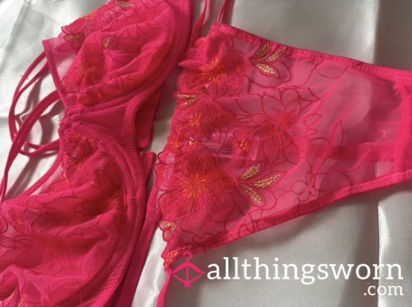 Bright Pink Worn Lingerie Set